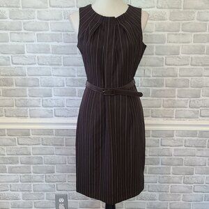 Vintage Karin Stevens Petites Brown Pinstripe Dress NEW Office Career Classic 8P